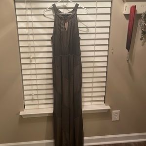 Extra long , lined , sage green maxi dress